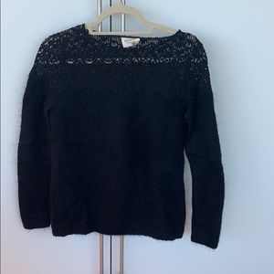 Sézane black sweater with lace detail
